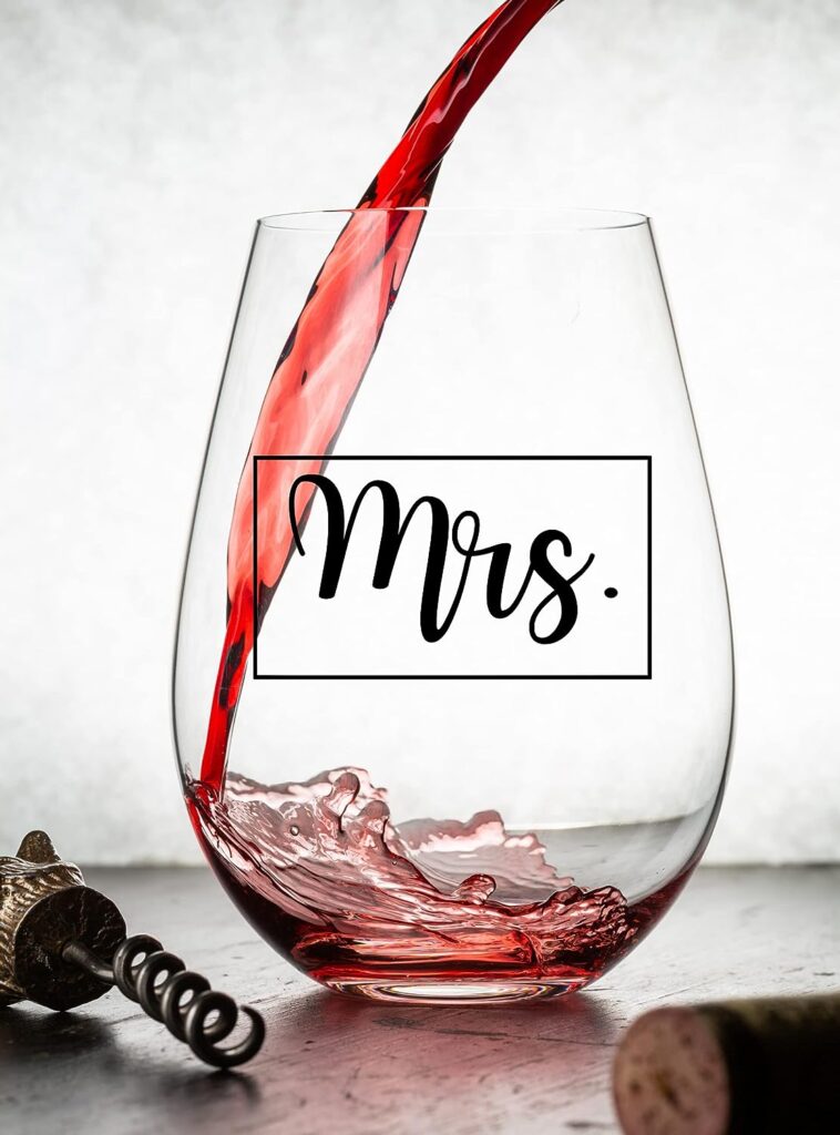 Amazon.com | COOL AF Mr and Mrs Whiskey and Wine Glass Gift Set - Wedding Gift Glass Set For Bride and Groom - Engagement Gift for Couples and Newlyweds - Husband and Wife: Wine Glasses