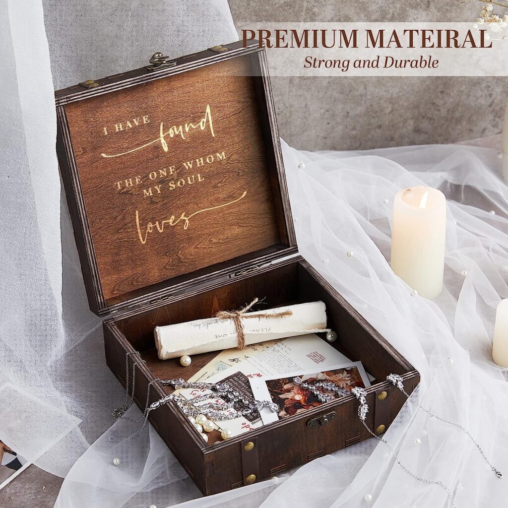 AW BRIDAL Keepsake Box With Lids Wedding Memory Box Wood Storage Box Anniversary Engagement Gifts for Couples Bridal Shower Gifts Birthday Gifts