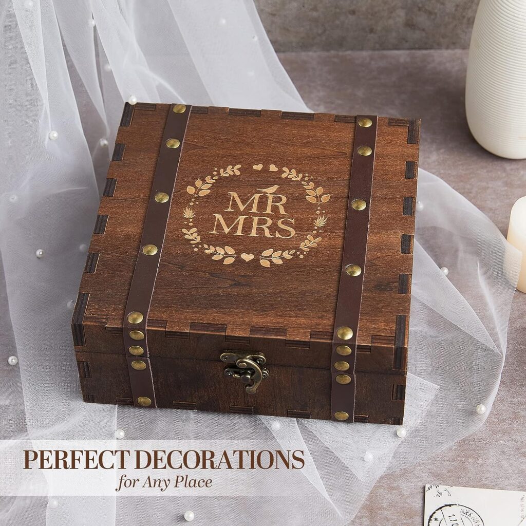 AW BRIDAL Keepsake Box With Lids Wedding Memory Box Wood Storage Box Anniversary Engagement Gifts for Couples Bridal Shower Gifts Birthday Gifts