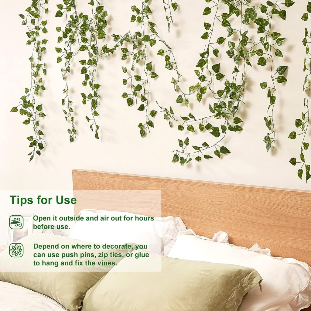 CEWOR 24 Pack 173ft Artificial Ivy Greenery Garland, Fake Vines Hanging Plants Backdrop for Room Bedroom Wall Decor, Green Leaves for Jungle Theme Party Wedding Decoration