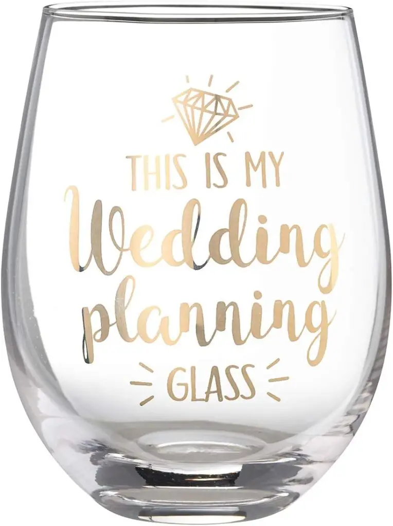 Lillian Rose Wedding Planning Stemless Wine Glass, 1 Count (Pack of 1), Clear