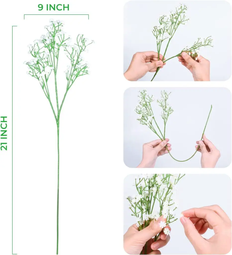 LYLYFAN 18 Pcs Babys Breath Artificial Flowers, Gypsophila Real Touch Flowers for Wedding Party Home Garden Decoration