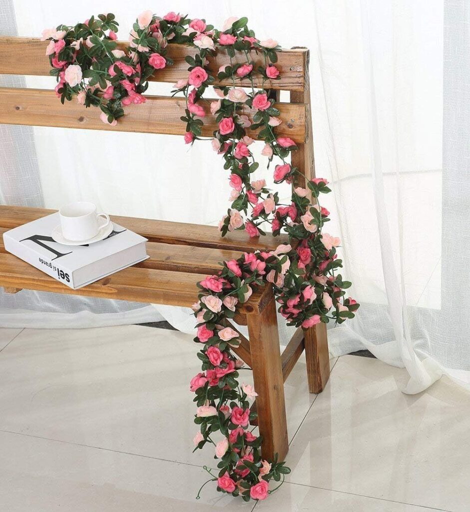 Miracliy 8 Pack 65 FT Flower Garland Decorations Plastic Artificial Flowers for Wedding Decoration Photo Booth Backdrop