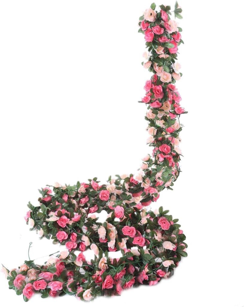 Miracliy 8 Pack 65 FT Flower Garland Decorations Plastic Artificial Flowers for Wedding Decoration Photo Booth Backdrop