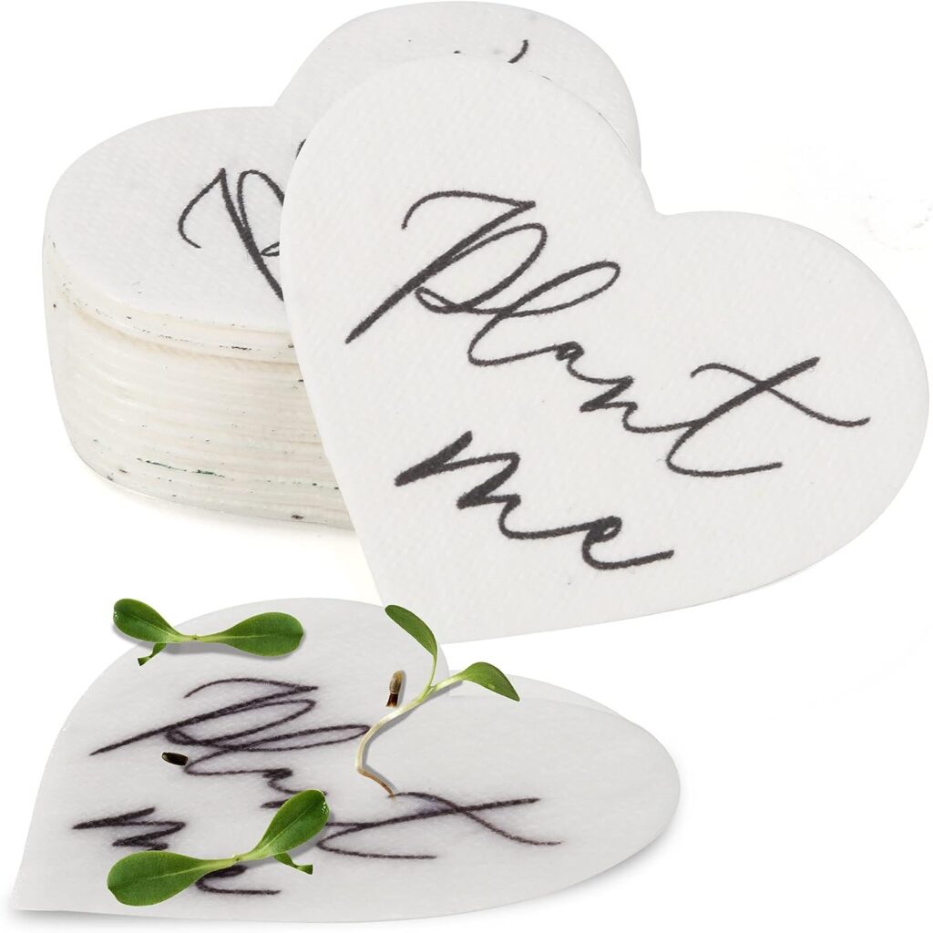 Plantable Wildflower Growing Paper, Heart Shaped Wedding Party Favors for Guests- Bridal Shower Funeral Memorial Plantable Packets NO Cards (Set of 50)