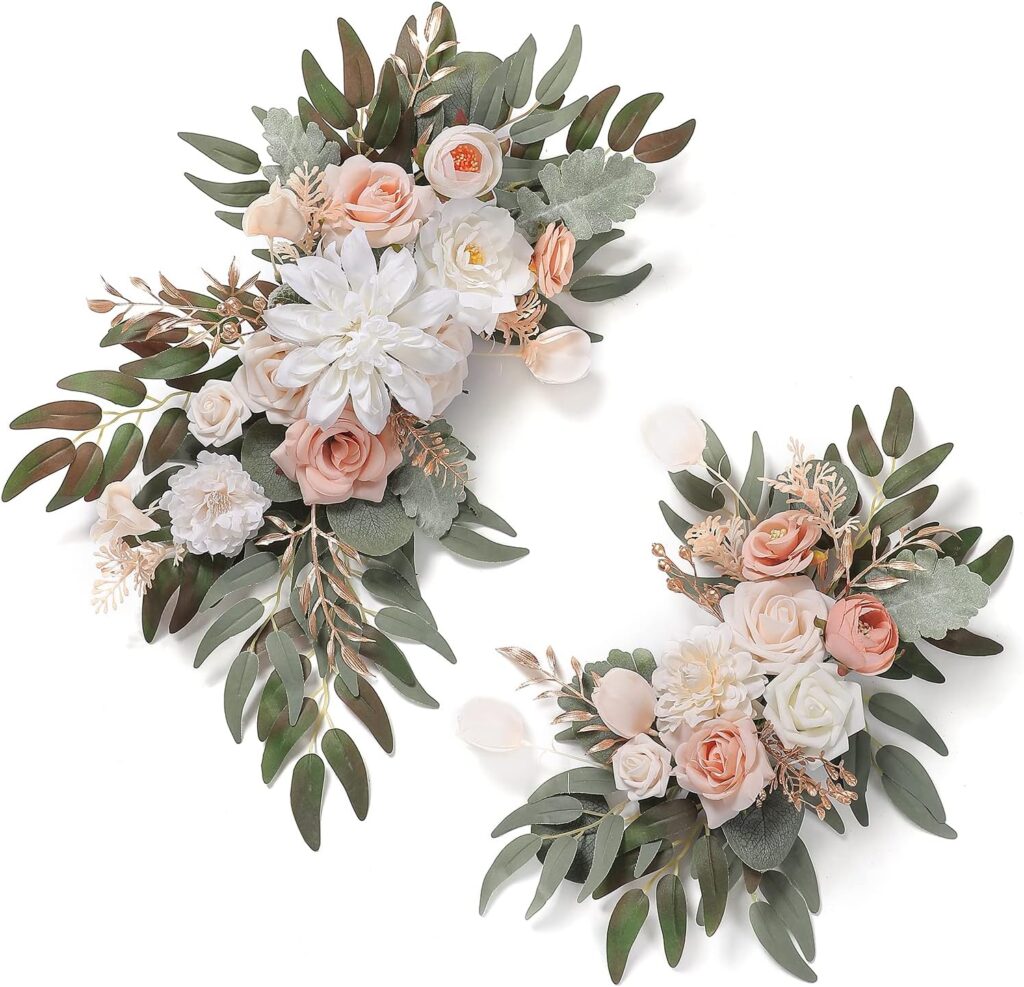 rongflower Artificial Flower Swag Set of 2 for Fake Flower Arrangements Wedding Welcome Ceremony Sign and Reception Backdrop Floral Decoration