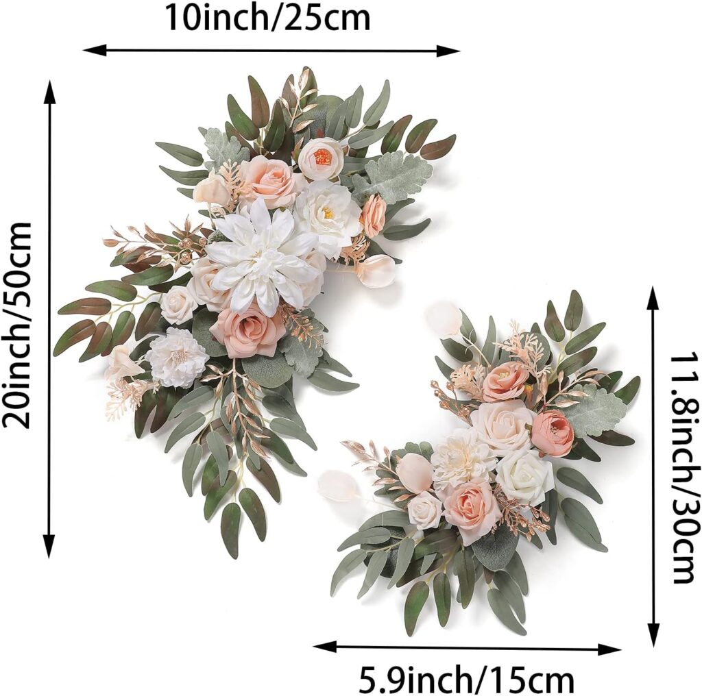 rongflower Artificial Flower Swag Set of 2 for Fake Flower Arrangements Wedding Welcome Ceremony Sign and Reception Backdrop Floral Decoration
