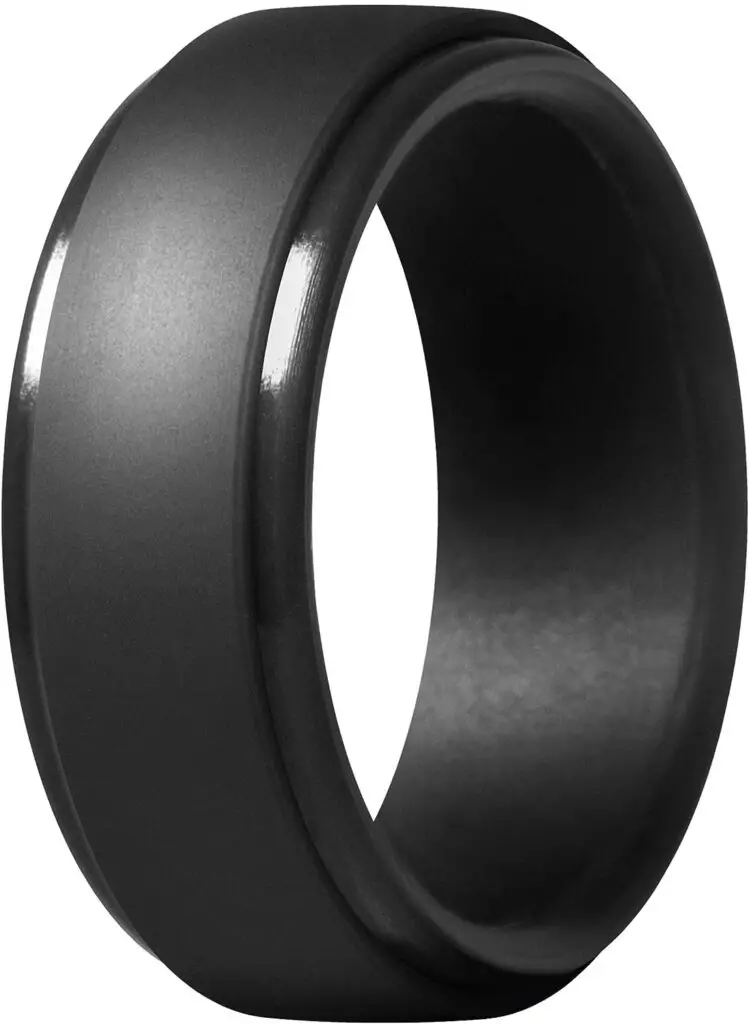 ThunderFit Silicone Ring Men, Step Edge Rubber Wedding Band, 10mm Wide, 2.5mm Thick