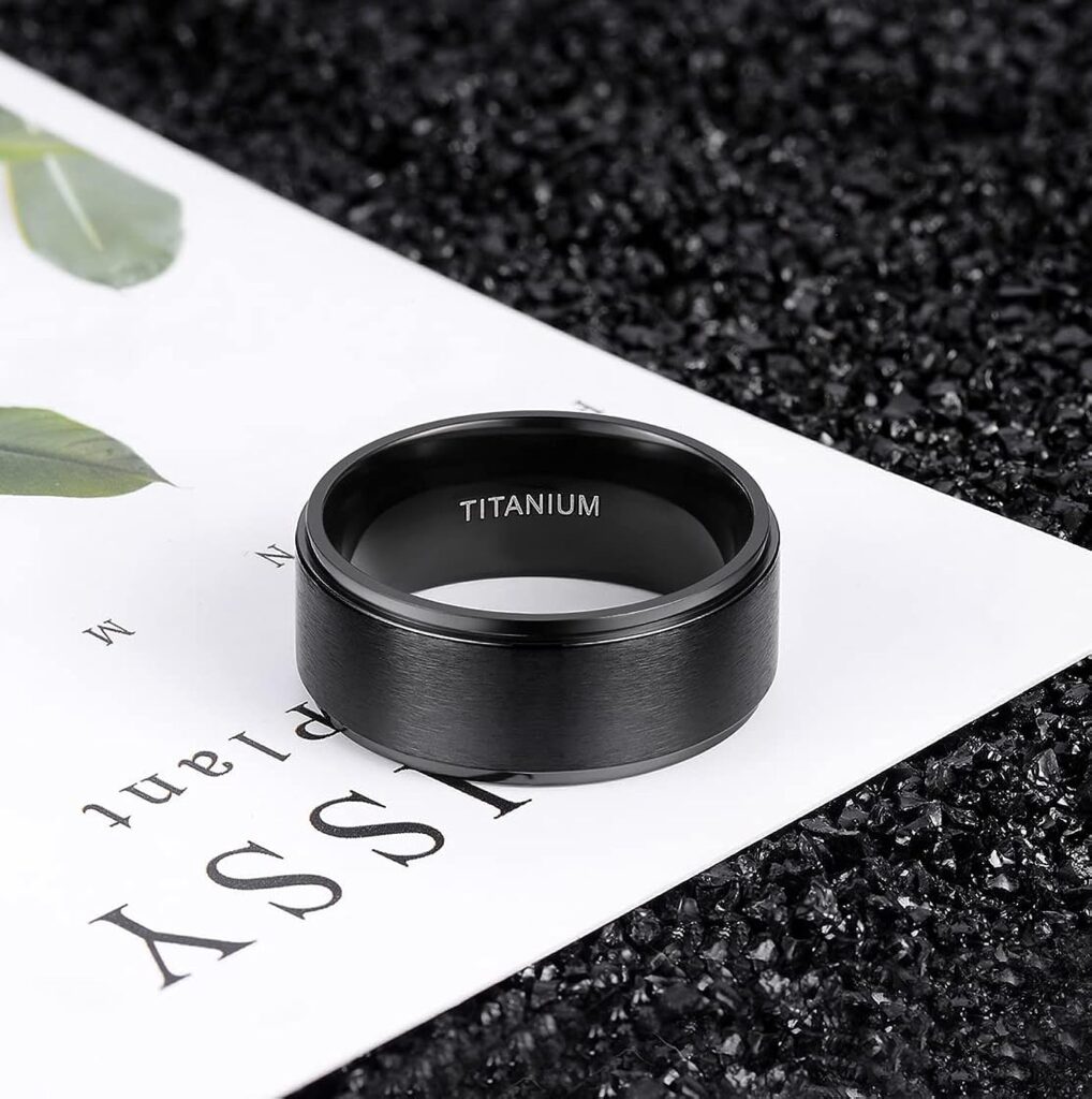TIGRADE 4mm 6mm 8mm 10mm Black Titanium Rings Wedding Band Matte Comfort Fit for Men Women Size 3-15