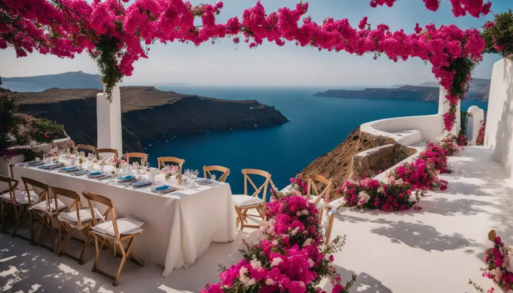 Santorini wedding venue with a view