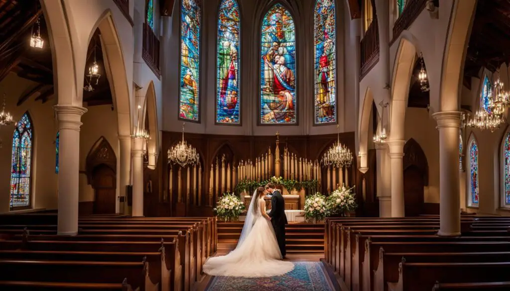 Wedding ceremony in a historic church