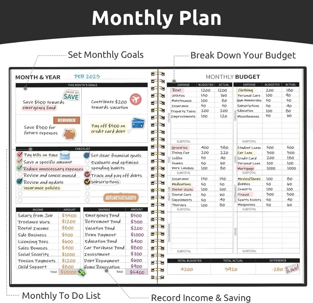 Budget Planner - Monthly Budget Book with Expense Tracker Notebook, Undated Bill Organizer  Finance Planner to Take Control of Your Money, 2023-2024 Account Book to Manage Your Finances-Pink