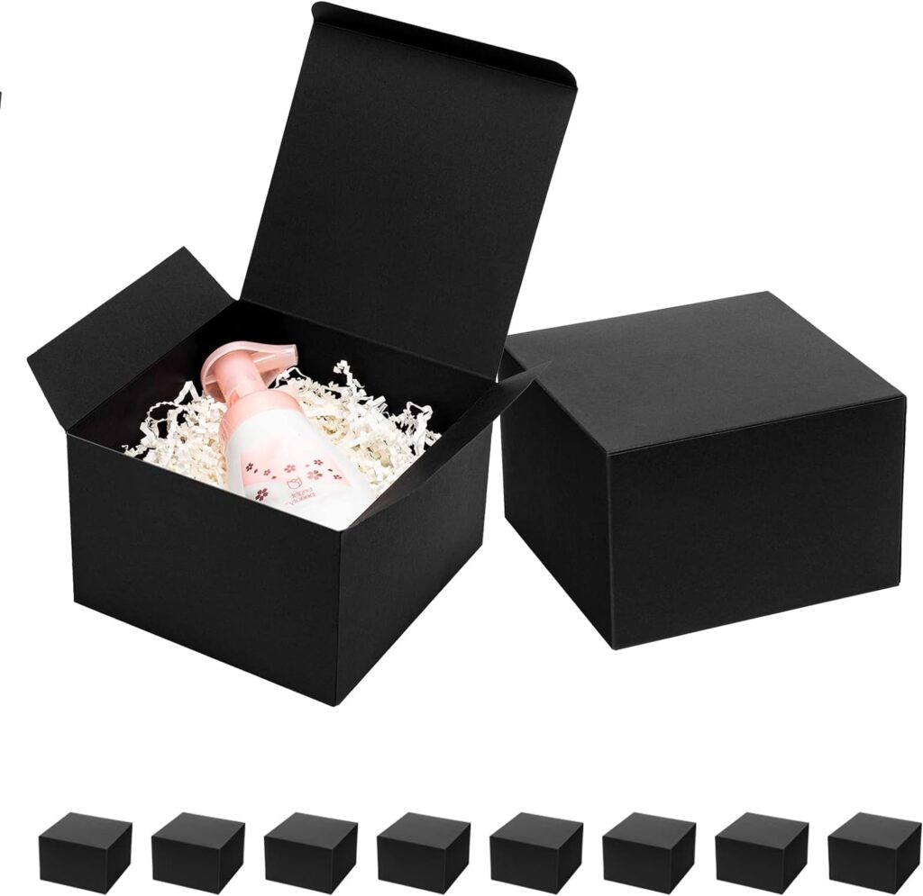 Mcfleet Black Gift Boxes with Lids 6x6x4 Inches 10 Pack Groomsmen Proposal Boxes Cardboard Gift Box for Presents, Craft Boxes for Christmas, Wedding, Graduation, Holiday, Birthday Gift Packaging