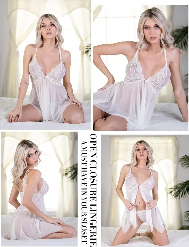 Avidlove Women Lace Lingerie Front Closure Babydoll V Neck Nightwear Sexy Chemise Nightie