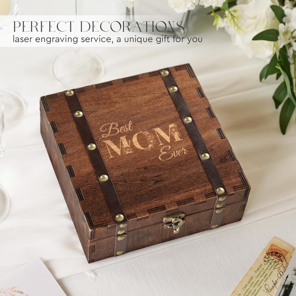 AW BRIDAL Wedding Keepsake Box with Lids Wood Memory Box Storage Gift Box Wedding Engagement Gifts for Couples Bridal Shower Birthday Gifts