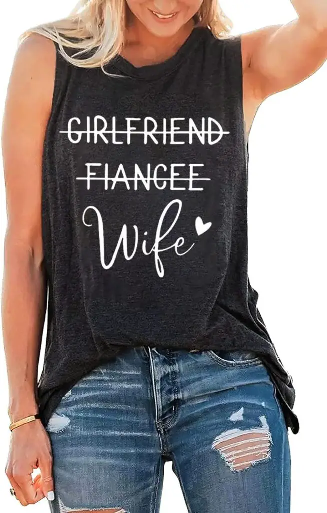 Bride Tank Tops Women Cute Wedding Honeymoon Tanks Engagement Announcement Bachelorette Party Tees Shirt