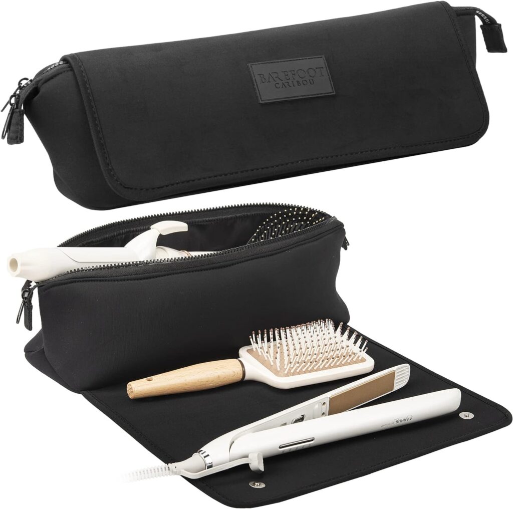 Hair Tools Travel Bag and Heat Resistant Mat for Flat Irons, Straighteners, Curling Iron, and Haircare Accessories, 2-in-1 design, with Interior Pockets, Portable Organizer