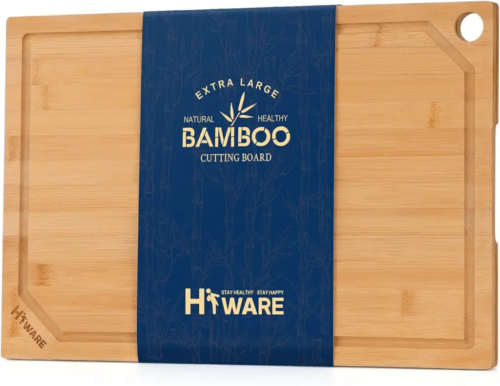 Hiware Extra Large Bamboo Cutting Board for Kitchen, Heavy Duty Wood Cutting Boards with Juice Groove, 100% Organic Bamboo, Pre Oiled, 18 x 12