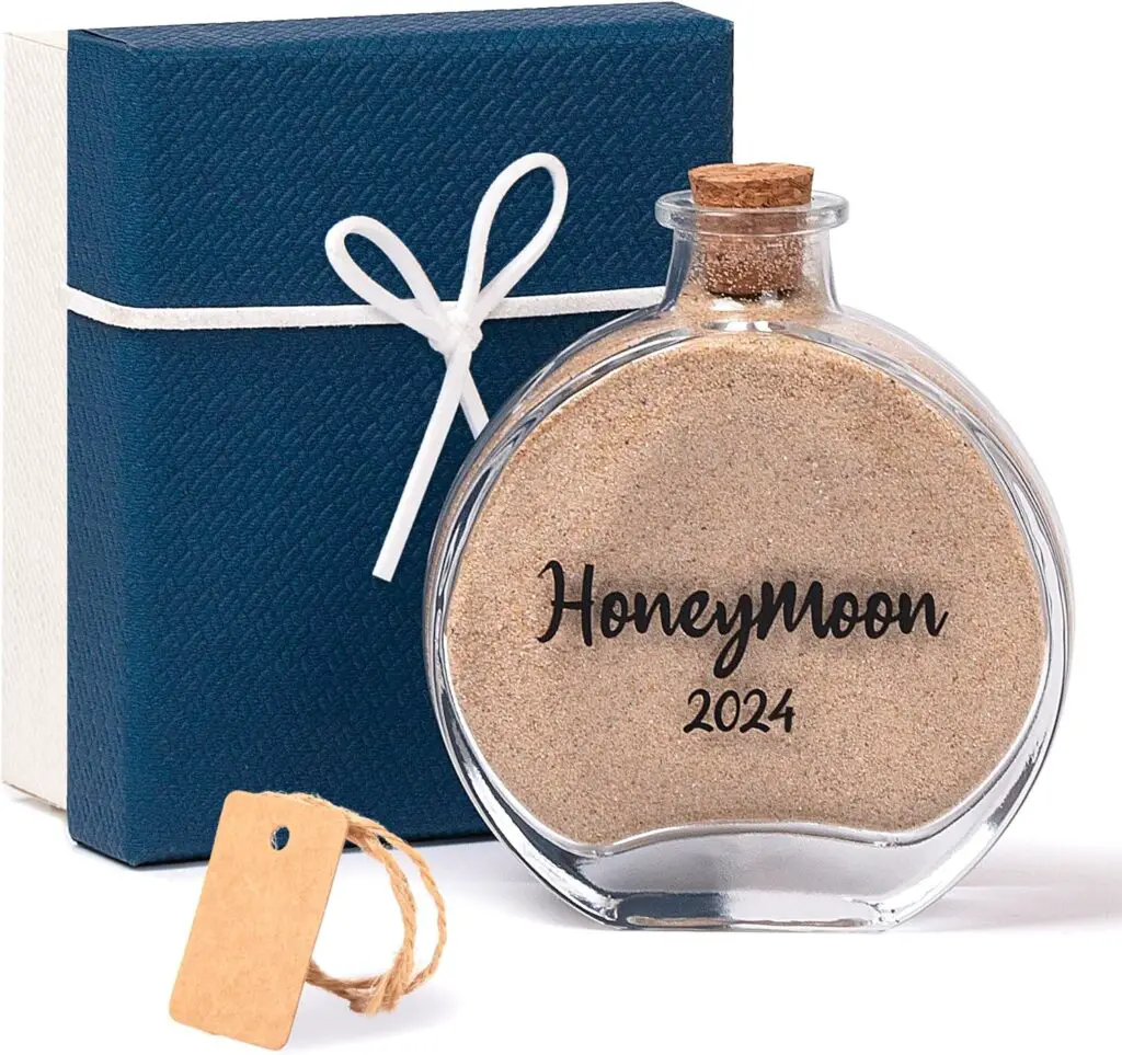 Honeymoon Sand Keepsake Jar 2024，Bridal Shower Gift, Wedding Gift, Engagement Gift, Honeymoon Gift, Travel Gift for Couples, Newlywed, Fiance(Gift Box Includes) - 40ml Glass