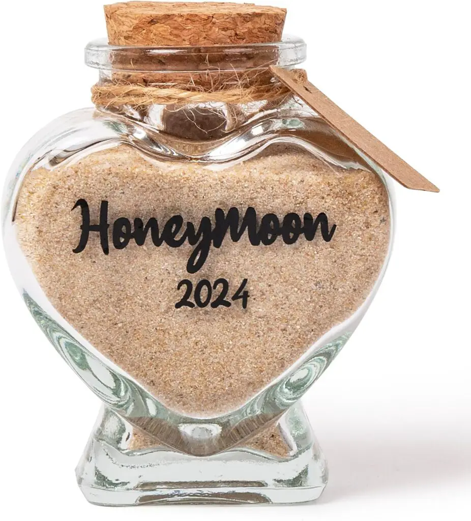 Honeymoon Sand Keepsake Jar 2024，Bridal Shower Gift, Wedding Gift, Engagement Gift, Honeymoon Gift, Travel Gift for Couples, Newlywed, Fiance(Gift Box Includes) - 40ml Glass