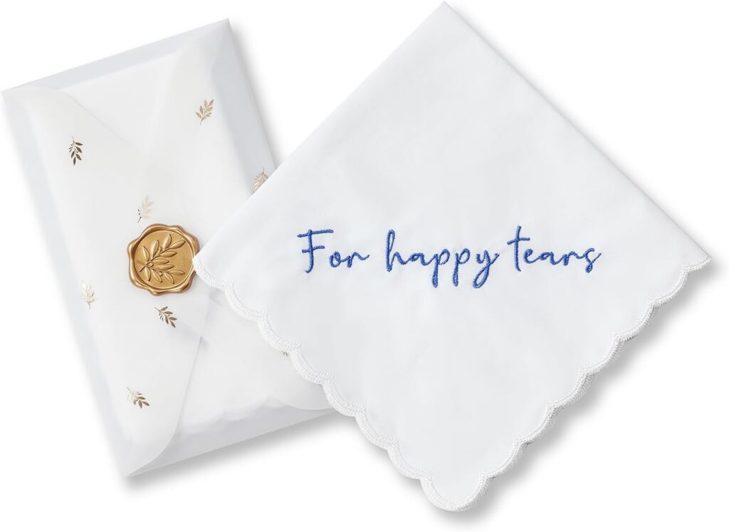 Mother of the Bride Gifts Happy Tears Wedding Handkerchief Something Blue for Bride on Wedding