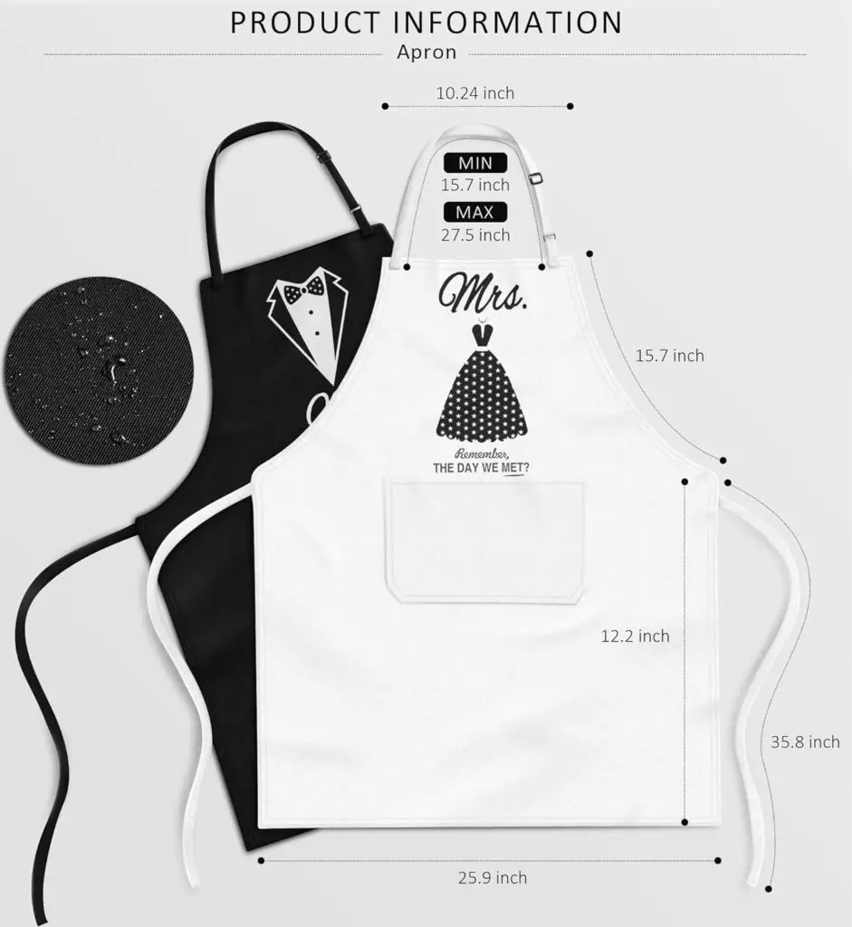 Mr and Mrs Aprons for Couples Gifts - Anniversary, Bridal Shower, Wedding, Engagement gifts for Couples, Christmas Gifts for Couple, His and Her Gifts, 8 Pack Kitchen Cooking Apron Gift Set