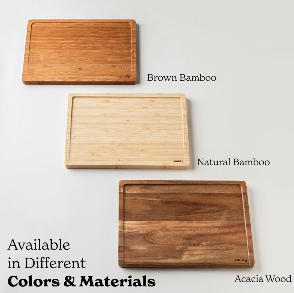 SMIRLY Wood Cutting Boards For Kitchen - Bamboo Cutting Board Set with Holder, Wood Cutting Board Set, Cutting Board Wood, Wooden Chopping Board, Wooden Cutting Board Set
