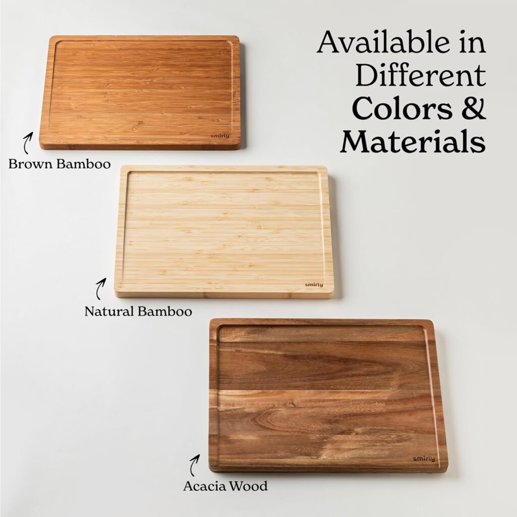 SMIRLY Wood Cutting Boards For Kitchen - Bamboo Cutting Board Set with Holder, Wood Cutting Board Set, Cutting Board Wood, Wooden Chopping Board, Wooden Cutting Board Set