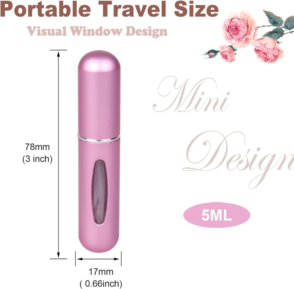 Travel Mini perfume Refillable Atomizer Container, Portable , Travel Size , Scent Pump Case, Fragrance Empty spray bottle for Traveling and Outgoing 5ml (2Pcs)